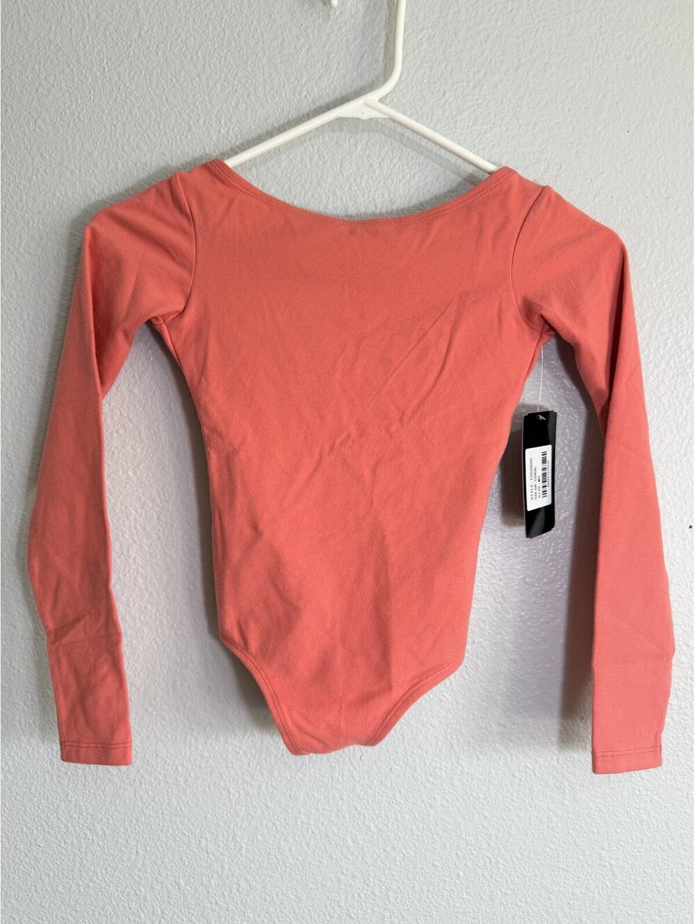 Theatricals Long Sleeve Leotard Boat Neck Deep V Back Coral Size MC